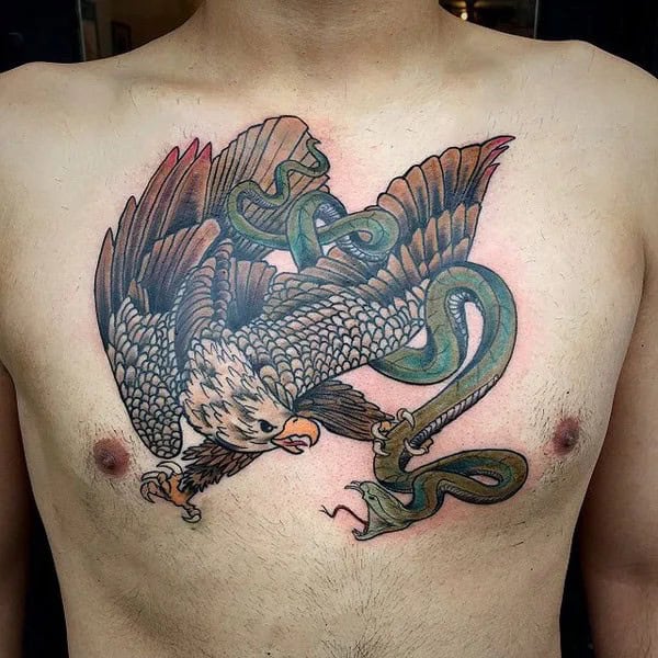 Mexican Eagle Chest Tattoo