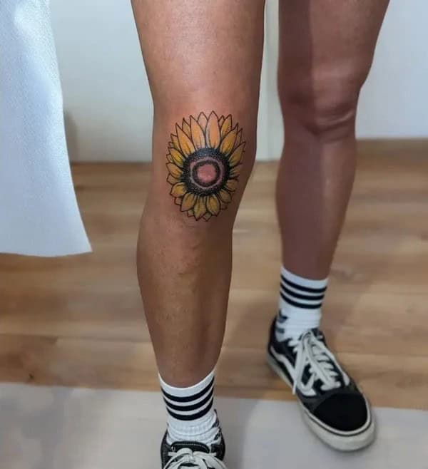 Sunflower Knee Tattoo