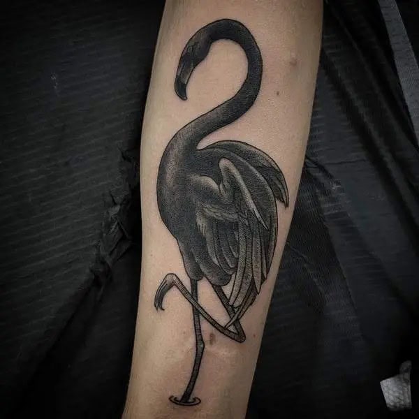 Black Flamingo Tattoo