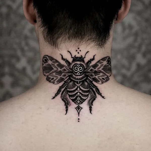 Bee Neck Tattoo