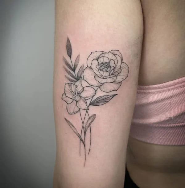 Daffodil and Rose Tattoo