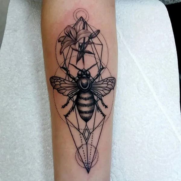 Geometric Bee Tattoo