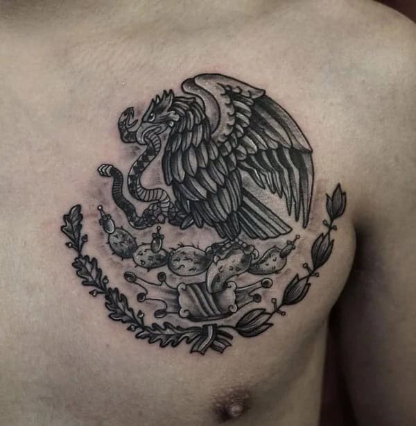 Mexican Eagle Chest Tattoo