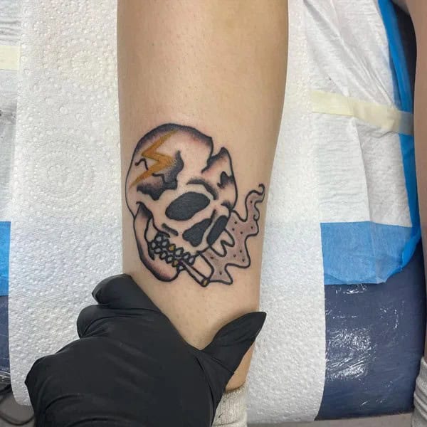 Skull Lightning Bolt Tattoo