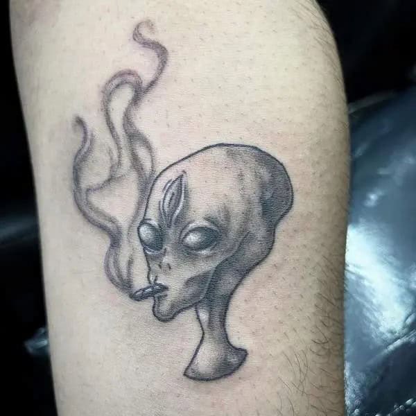 Smoking Alien Tattoo