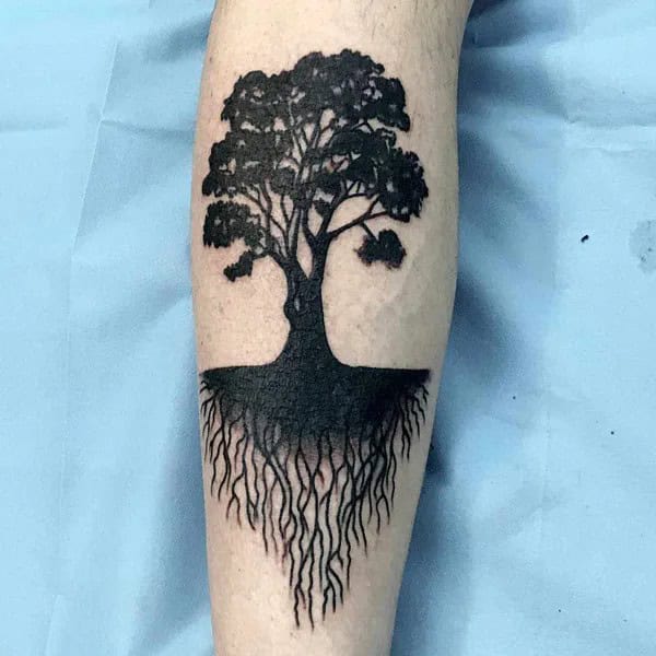 Family Tree Blackwork Tattoo