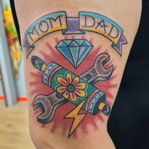 Mom and Dad Flower Tattoo