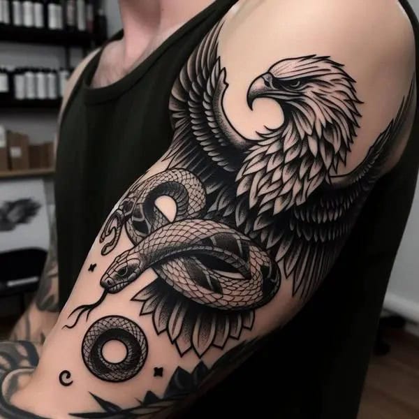 Eagle And Snake Tattoo