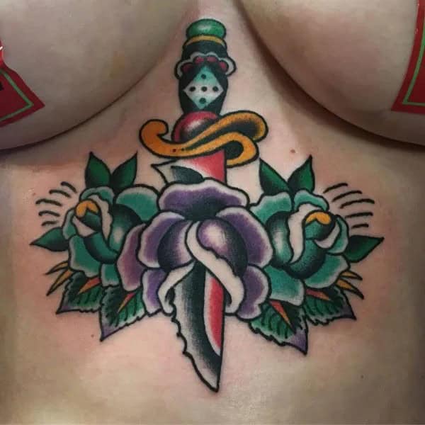 Rose Underboob Tattoo