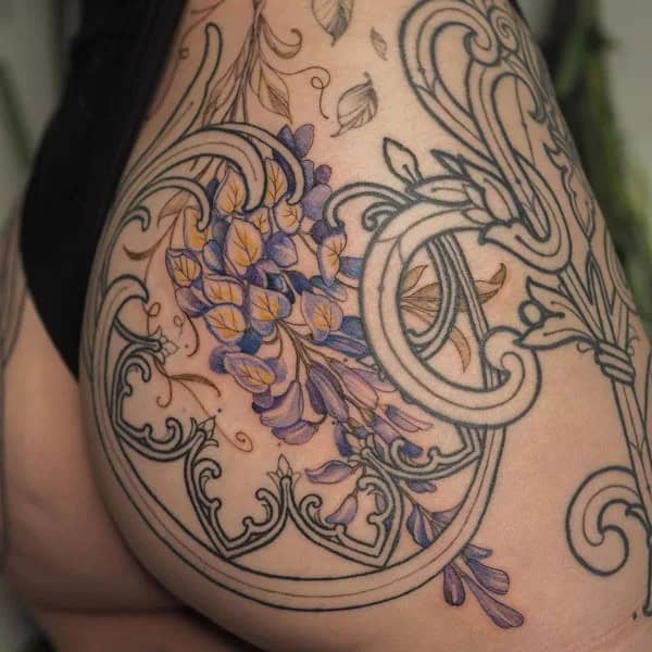 Wisteria Thigh Tattoo