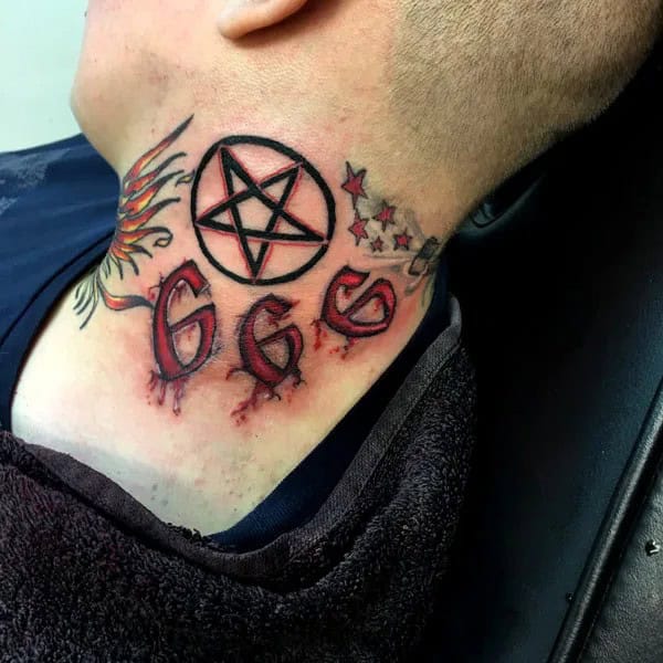 666 Neck Tattoo