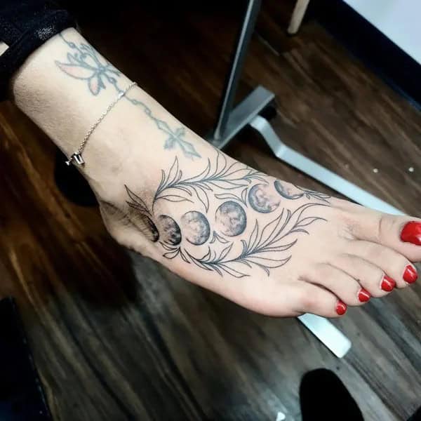 Moon Phase Foot Tattoo