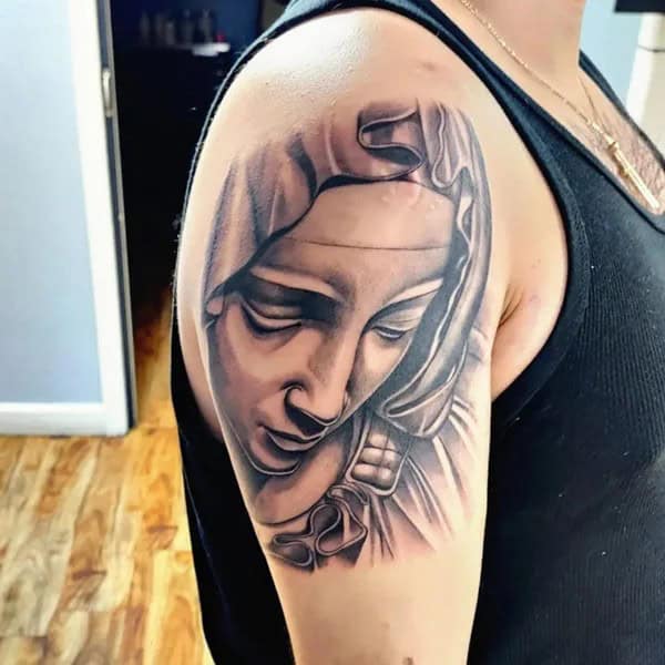 Virgin Mary Face Tattoo