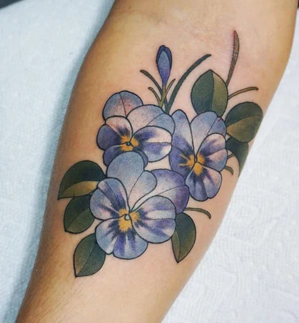 February Birth Flower Traditional Tattoo