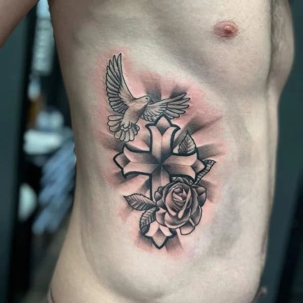 Cross Dove Tattoo