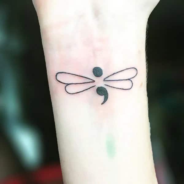 Semicolon Dragonfly Tattoo