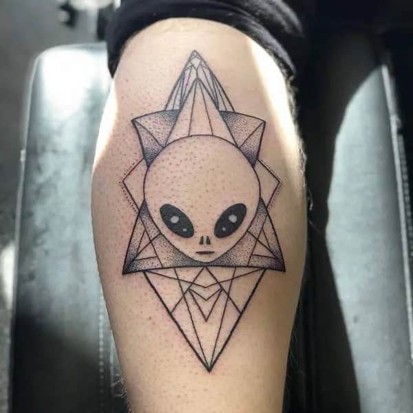 Geometric Alien Tattoo