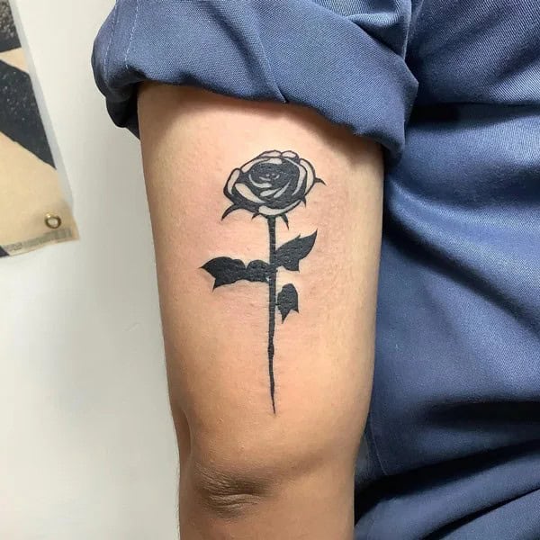 Simple Black Rose Tattoo