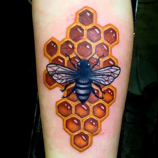 Bee and Honeycomb Tattoo