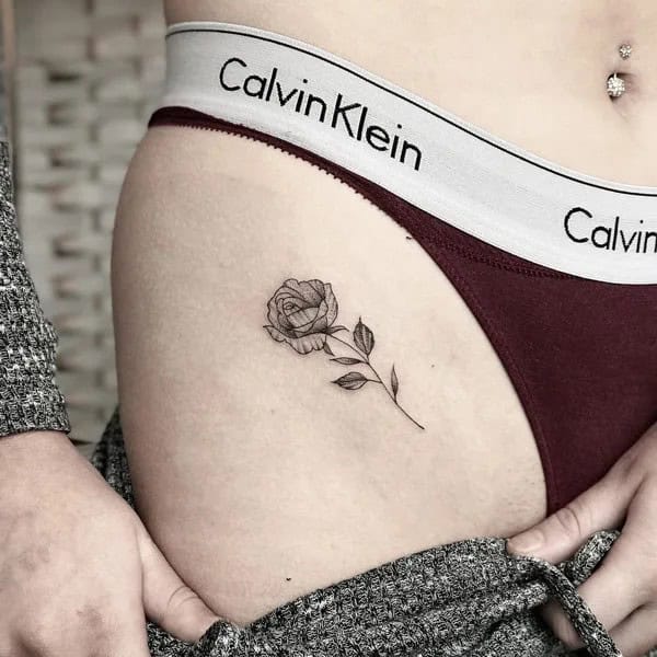 Bikini Line Rose Tattoo