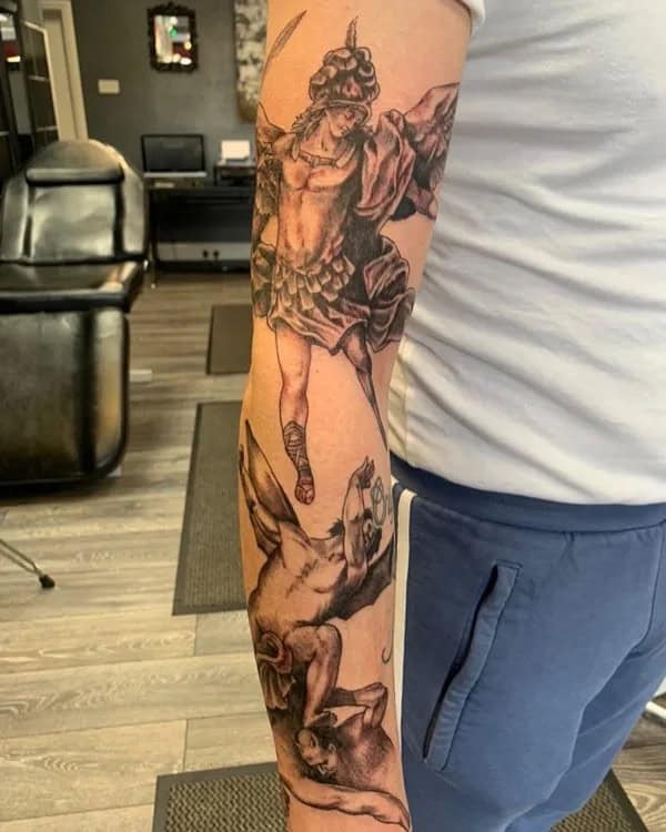 St Michael Sleeve Tattoo