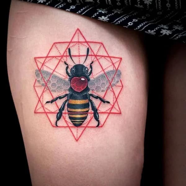 Geometric Bee Tattoo