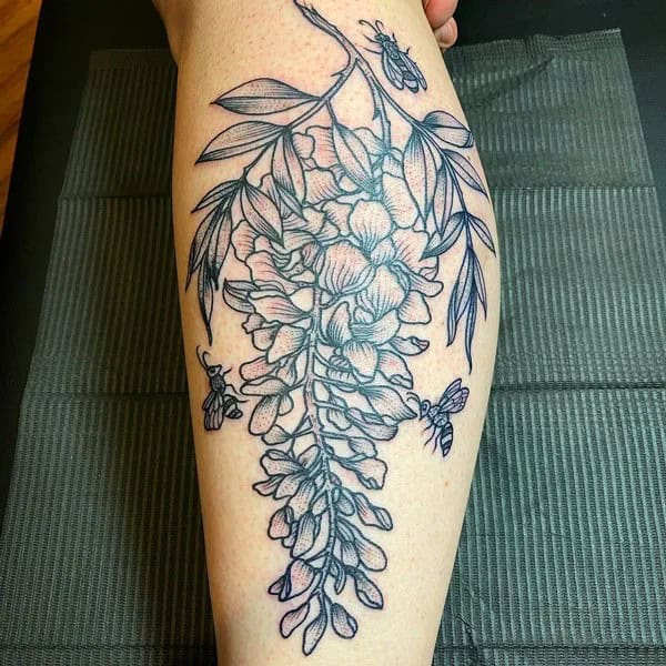 Wisteria Thigh Tattoo