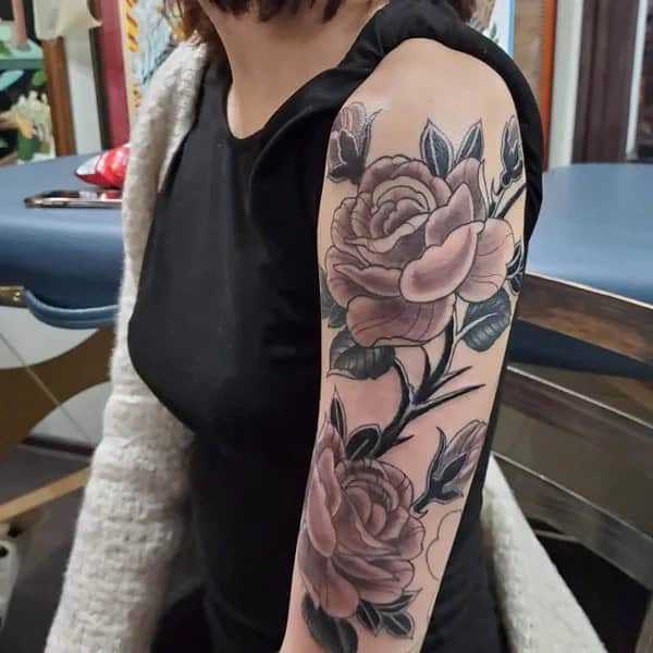 Black and Grey Rose Tattoo