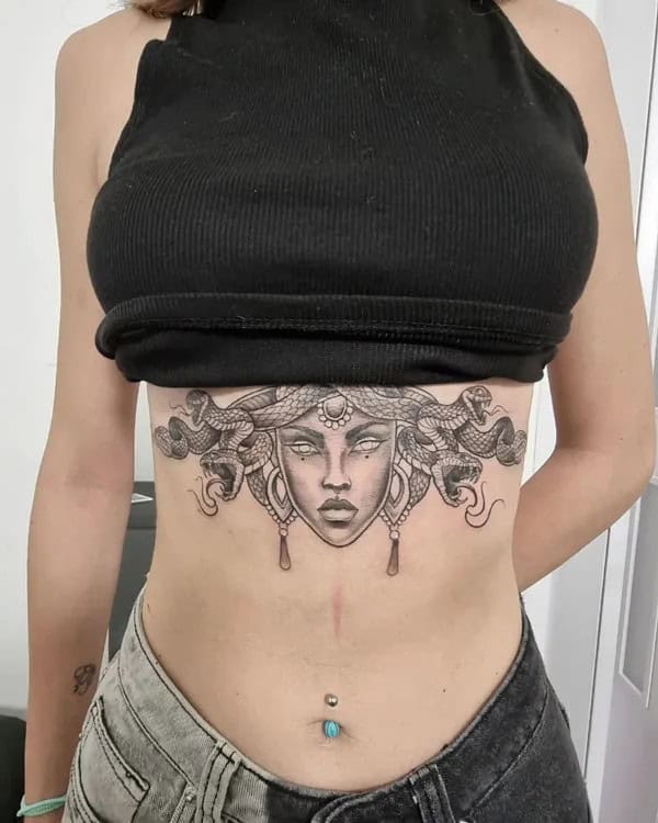 Medusa Stomach Tattoo