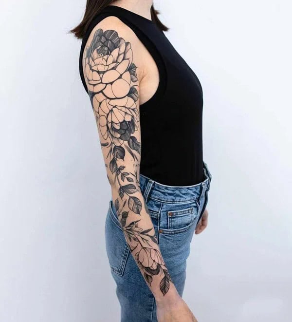 Japanese Flower Sleeve Tattoo