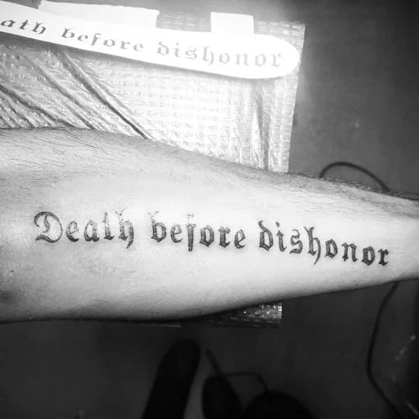 Death Before Dishonour Bicep Tattoo