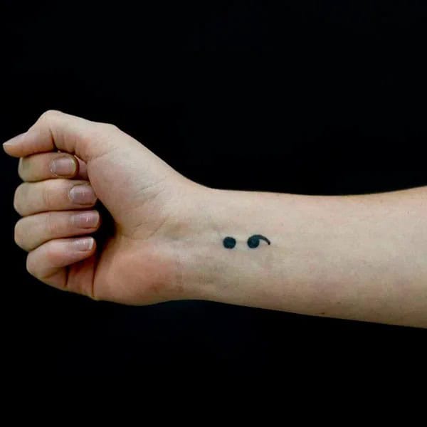 Semicolon Tattoo on Wrist