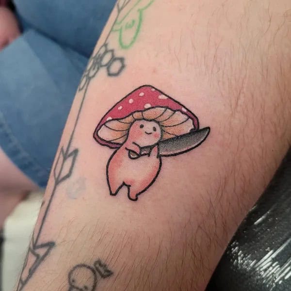 Cartoon Mushroom Tattoo