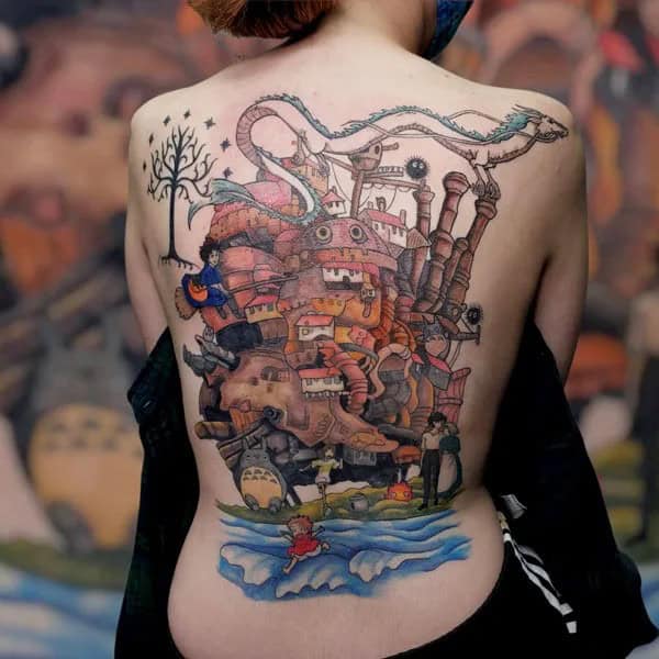 Back Howl’s Moving Castle Tattoo