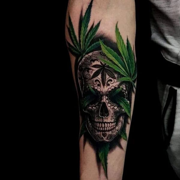 Weed Skull Tattoo