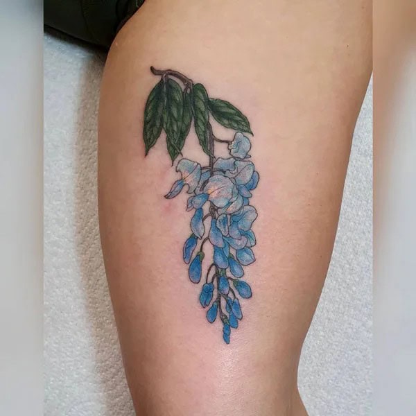 Wisteria Thigh Tattoo