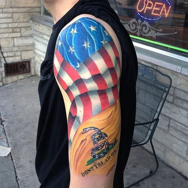 “Don’t Tread On Me” Back Tattoo