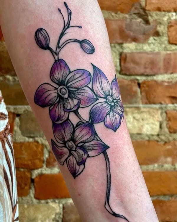 Realistic Orchid Tattoo