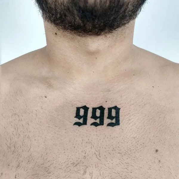 999 Tattoo On Chest