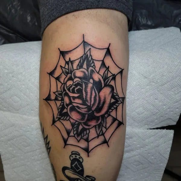 Black Rose Elbow Tattoo