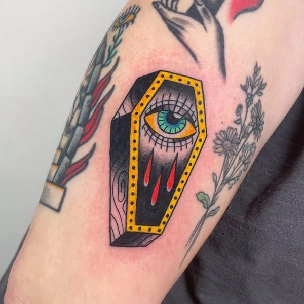 All Seeing Eye Coffin Tattoo