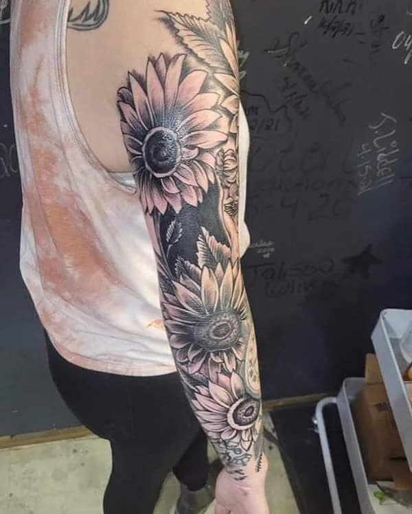 Sunflower Sleeve Tattoo