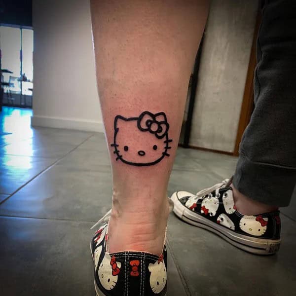 Ankle Hello Kitty Tattoo