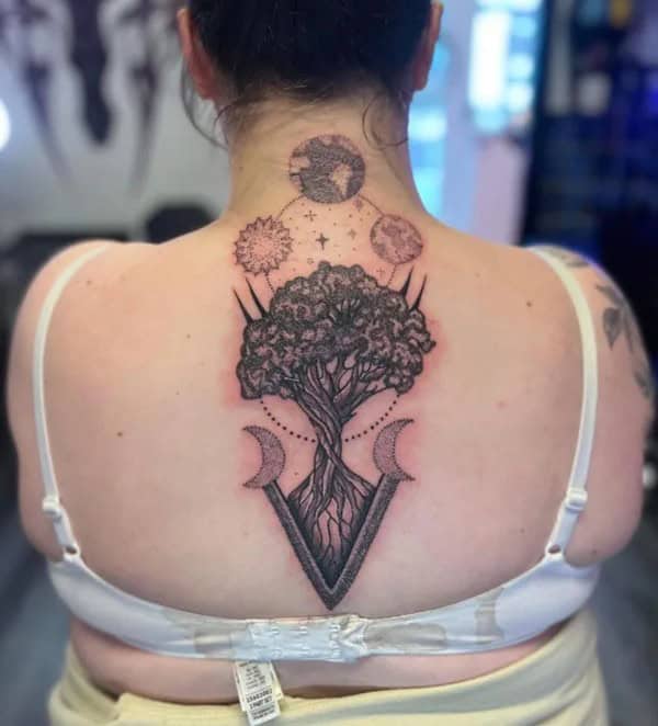 Family Tree Back Tattoo