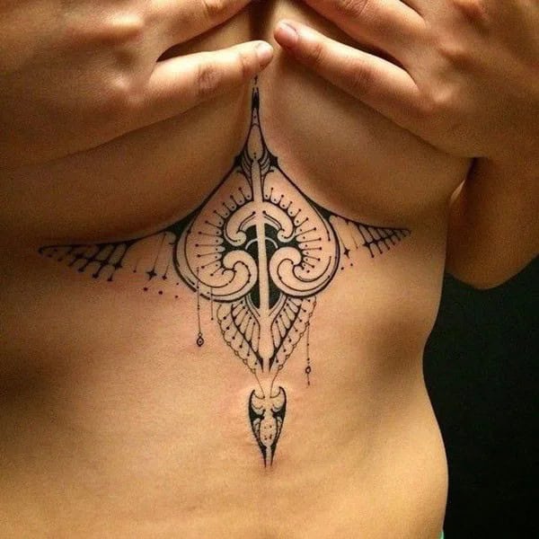 Tribal Tattoo Under Breast