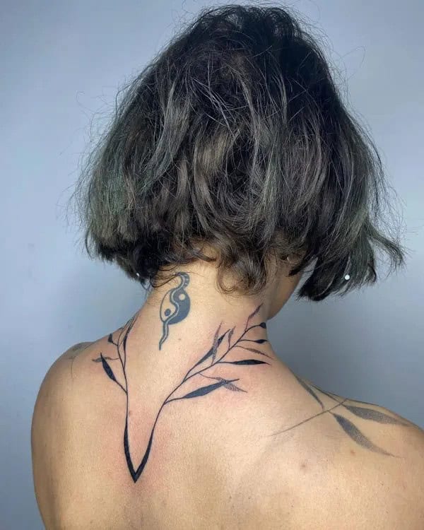 Leaf Neck Tattoo