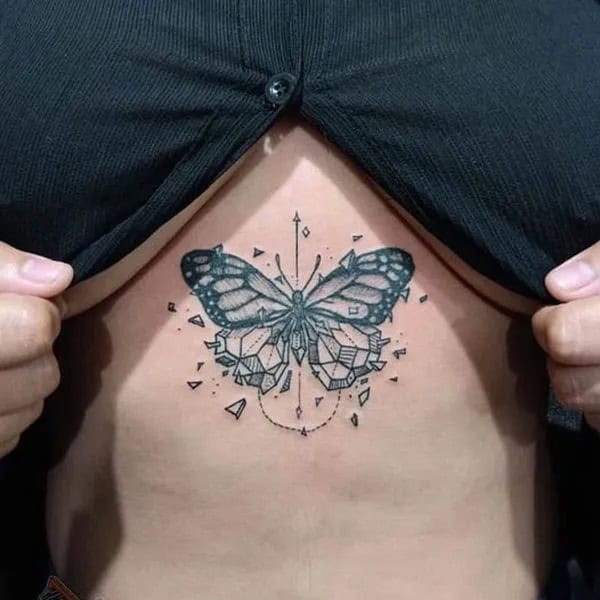 Butterfly Underboob Tattoo