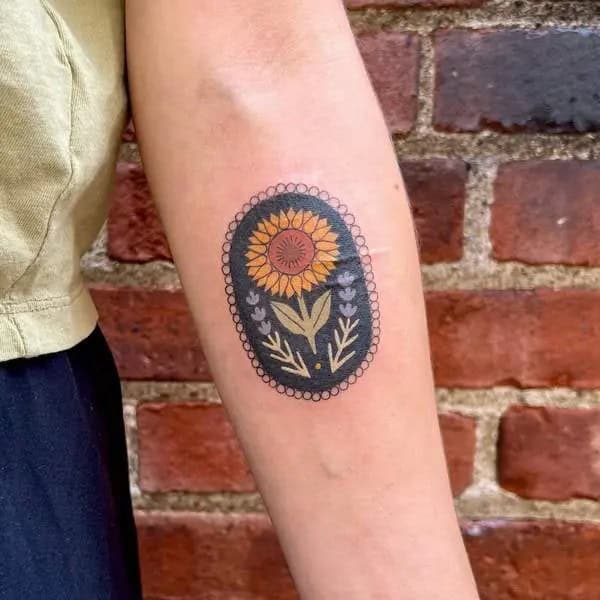 Sunflower And Lavender Tattoo