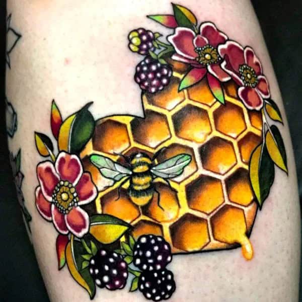 Bee and Honeycomb Tattoo