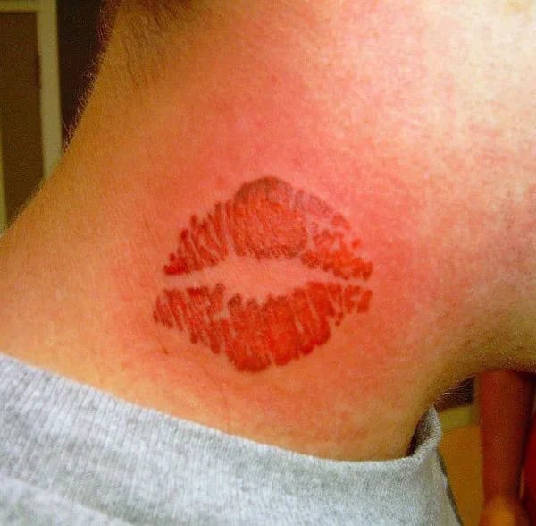 Feisty Neck Lip Tattoo